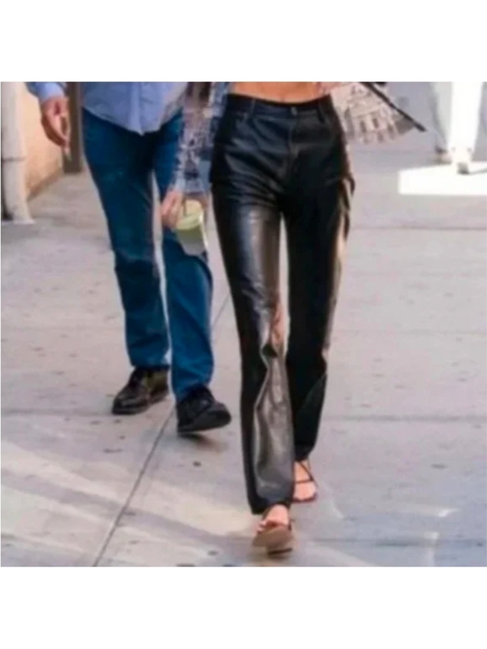 Vintage Hugo Buscati High Rise Straight Leg Black Leather Pants size 8 - Picture 7 of 8